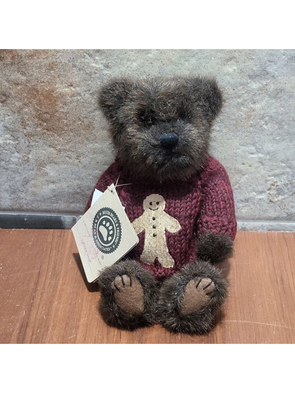 Vintage Boyds Bear Ginger Snap #91523 Gingerbread Sweater Plush Jointed